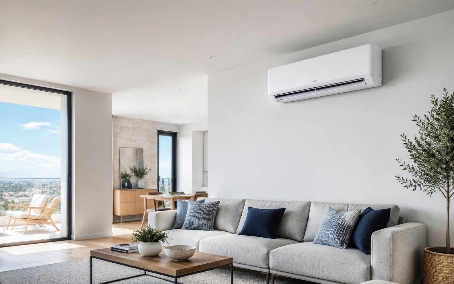 Ar condicionado instalado numa sala moderna