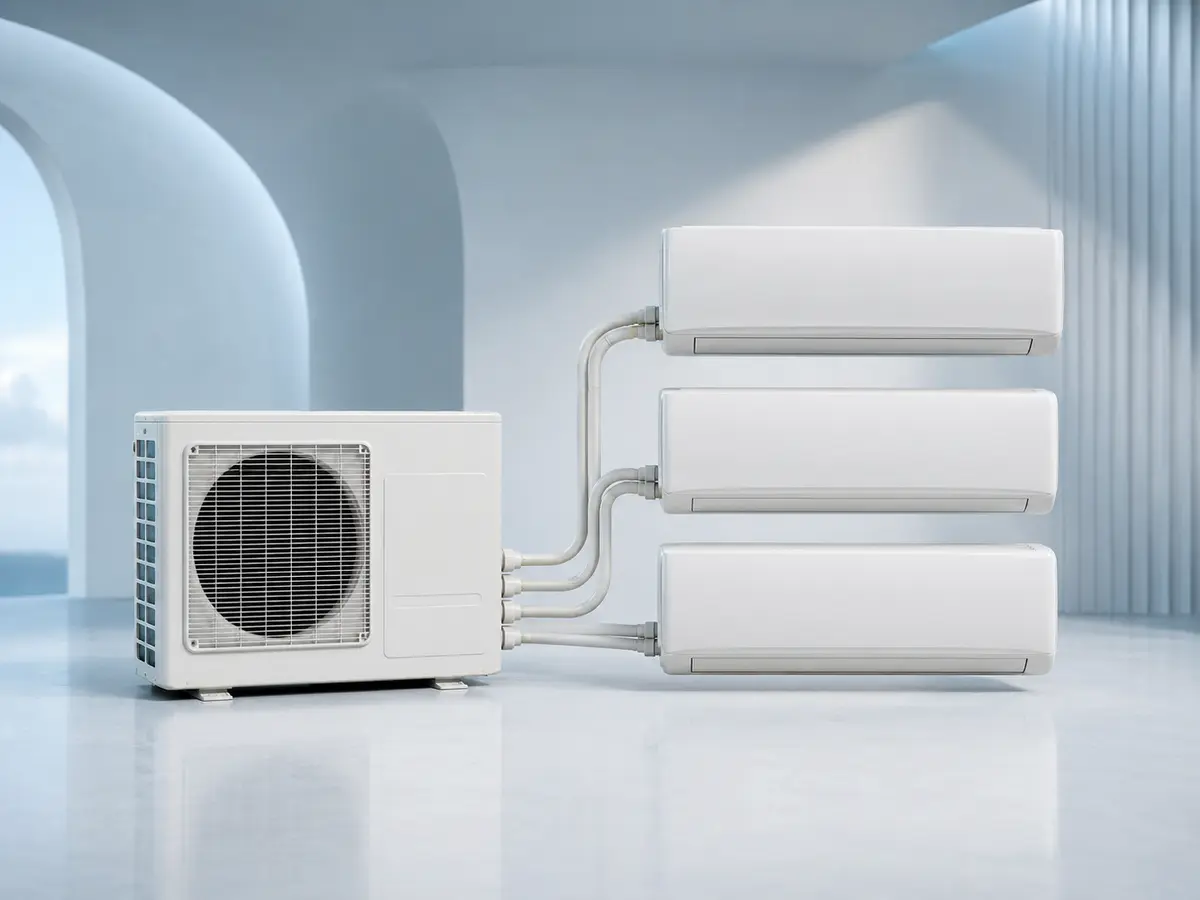 Sistema Multi-Split com uma unidade exterior e três unidades interiores